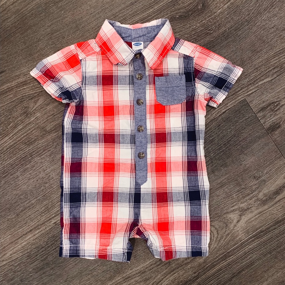 Old Navy Red and Blue Baby Romper